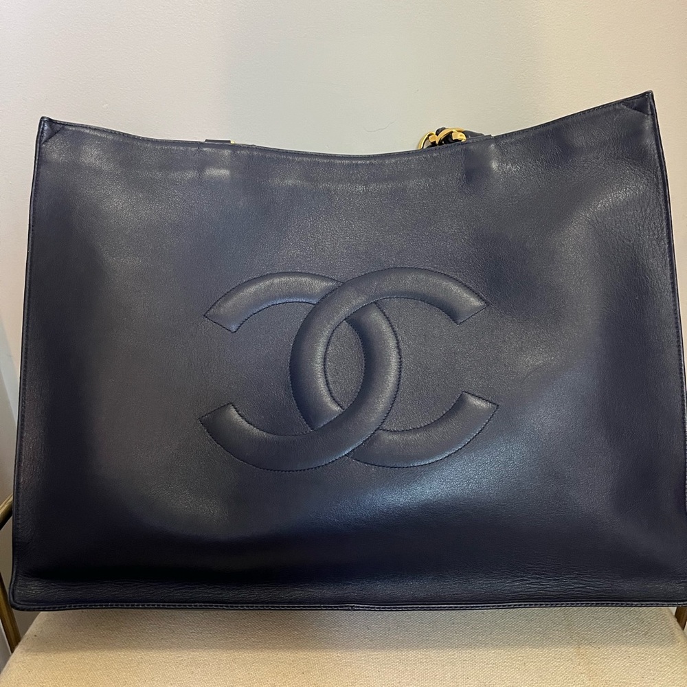 Chanel vintage CC navy  Tote Bag